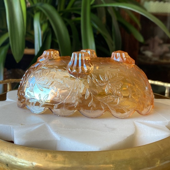 1950’s Jeannette Floragold Marigold Iridescent Carnival Glass Vintage Candy Dish - Picture 11 of 11